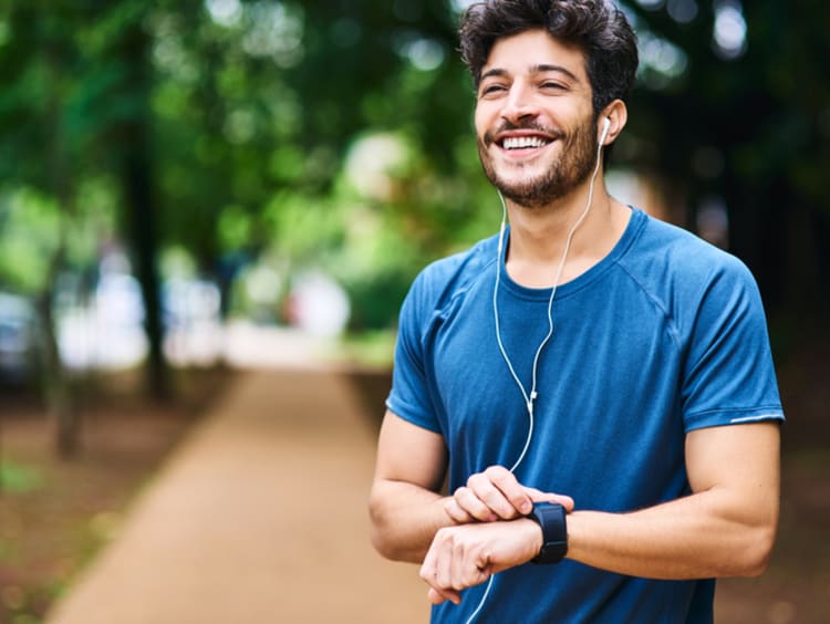 Happy person exercising