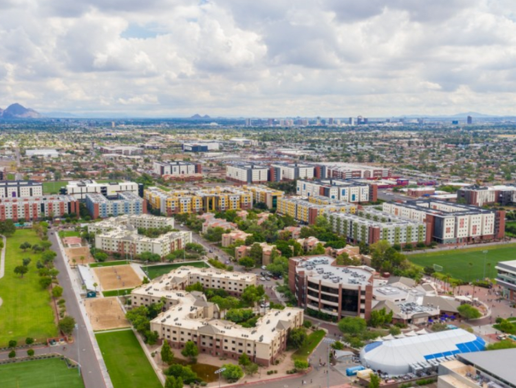 An aerial view of GCU's campus