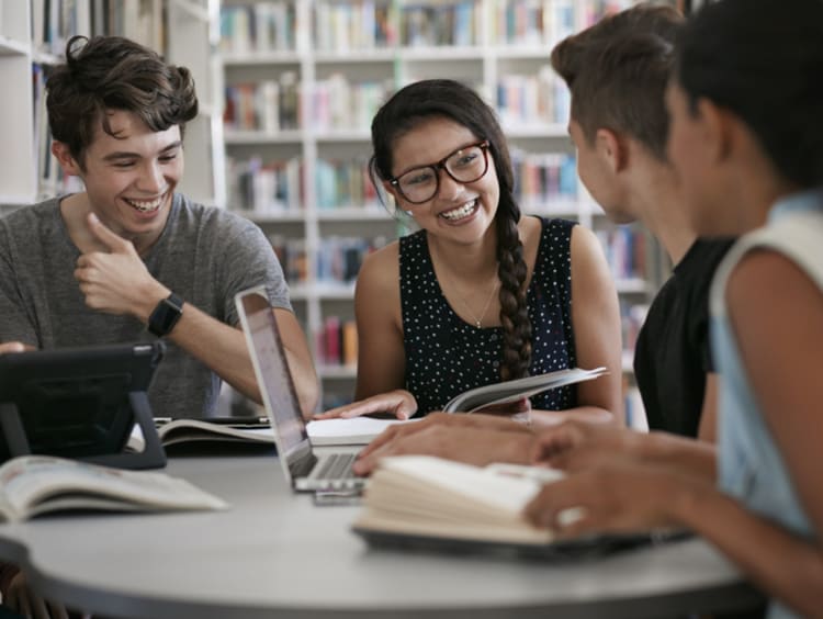 students studying in a group environment