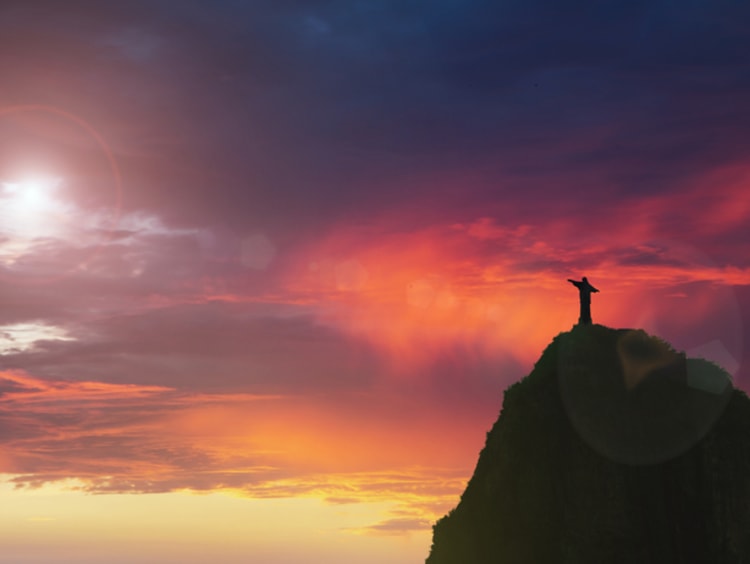 Jesus statue on top of mountain