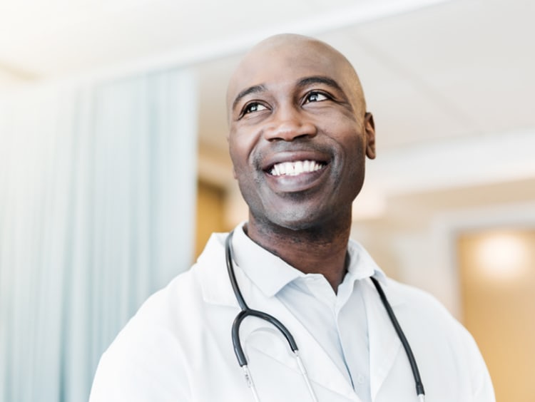 Medical professional smiling