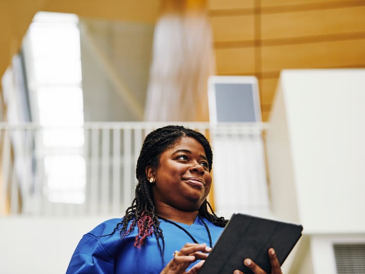 Nursing student with tablet