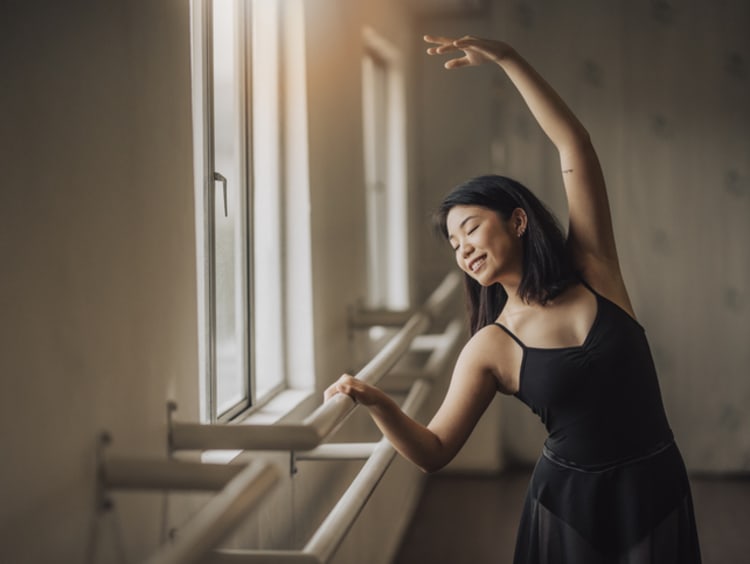 Ballerina practicing dance routine