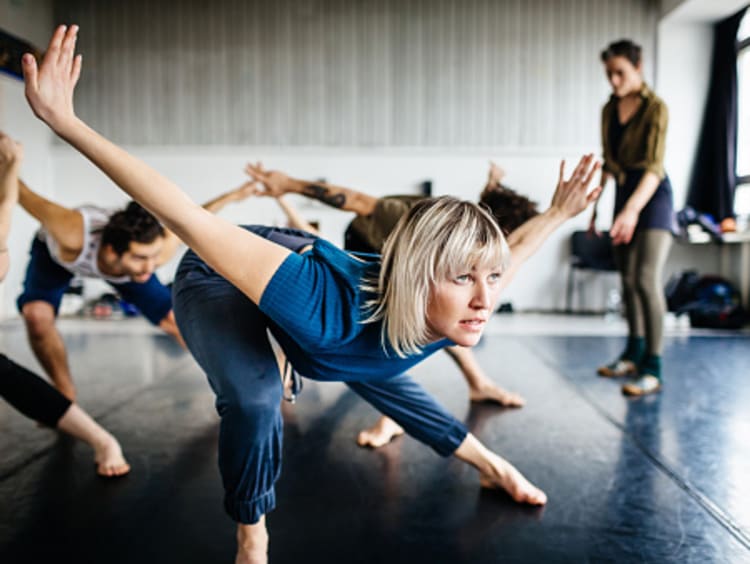 Dancer practicing for audition in studio