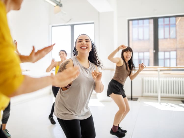 Performers practicing their routine