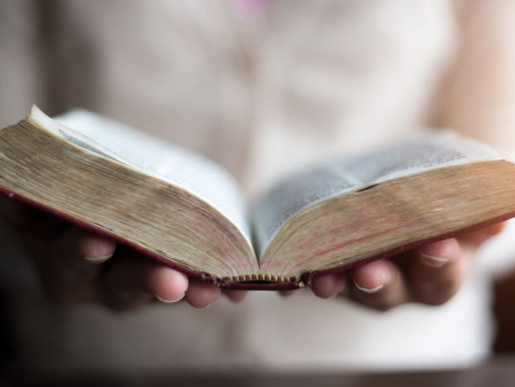 Woman holding Bible in her hands