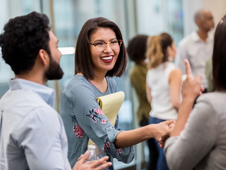 A group of teachers building connections with each other