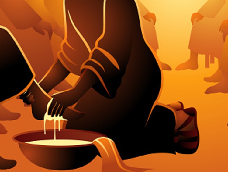 Jesus demonstrates freedom and servitude by washing his disciples' feet