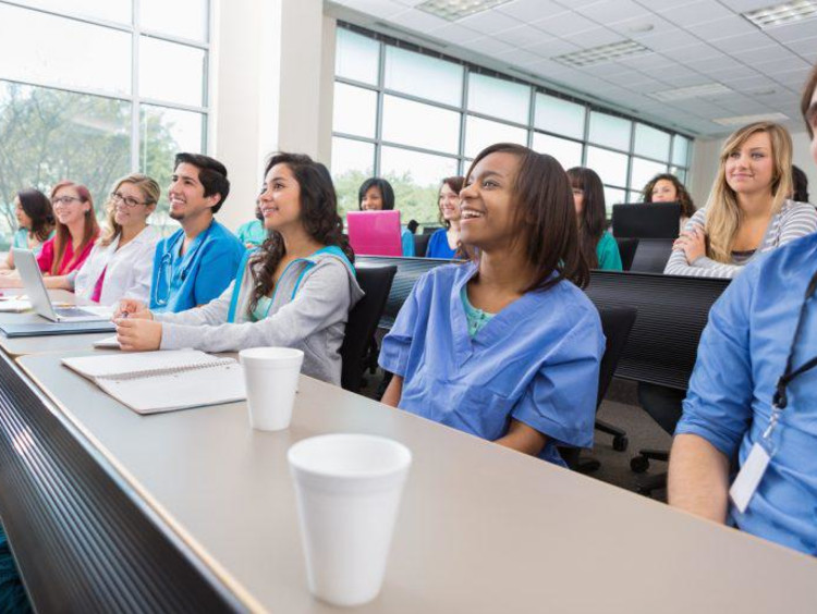 Group of nursing students in large classroom