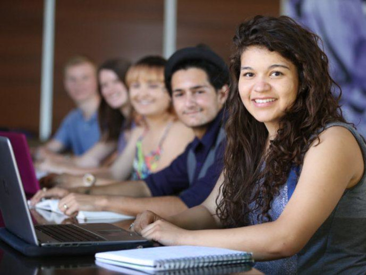 GCU honors students sitting in a line