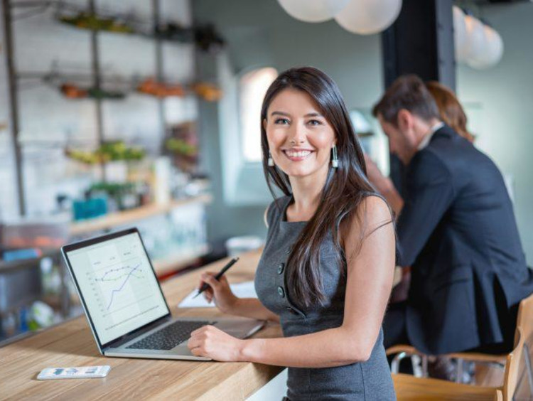 woman working on a computer