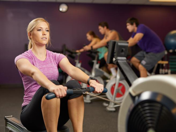 Girl using a rowing machine
