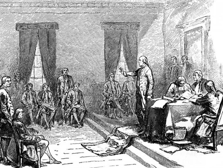 Founding Fathers writing the constitution