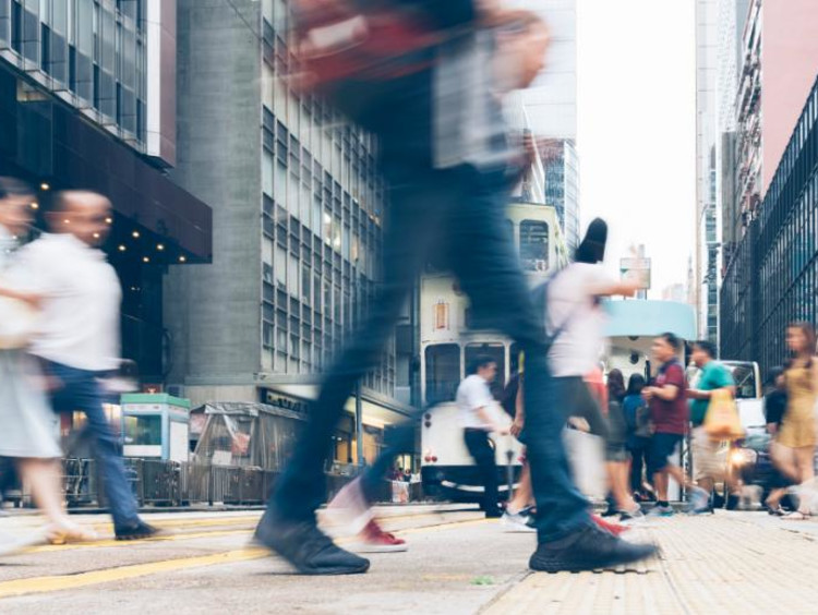 People walking in a crosswalk