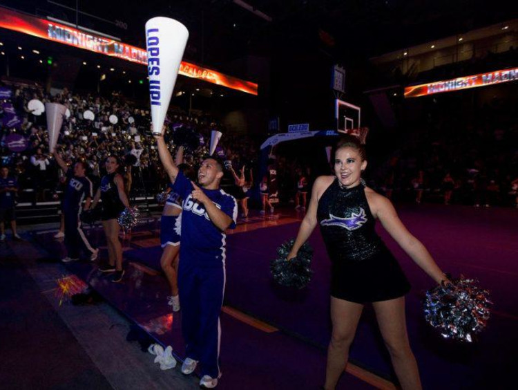 Jessica Symmes dancing at a GCU game