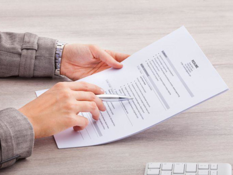 A resume being reviewed for a job