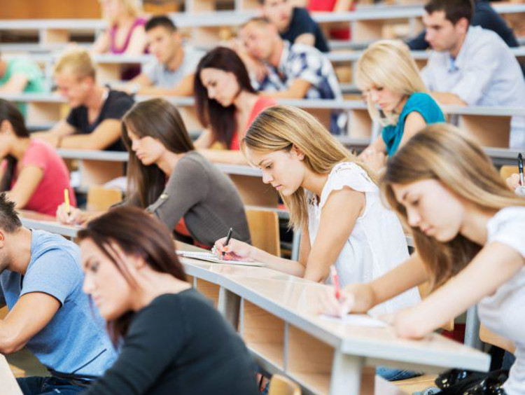 Students studying in class