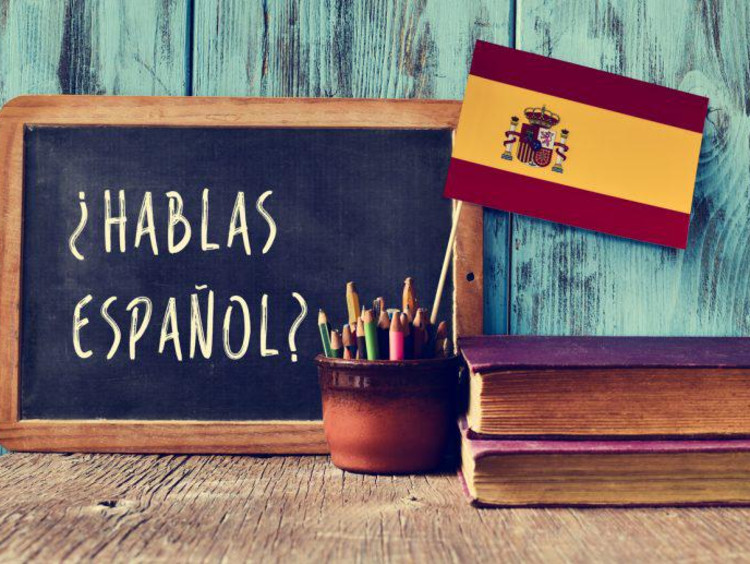chalkboard with Spanish flag
