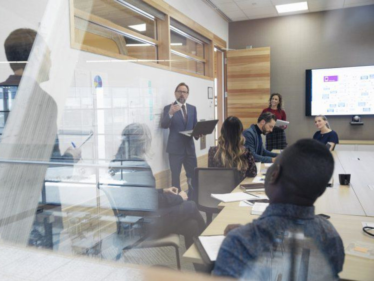 Employees meeting in an office
