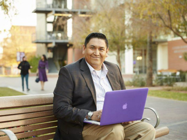 student working on computer