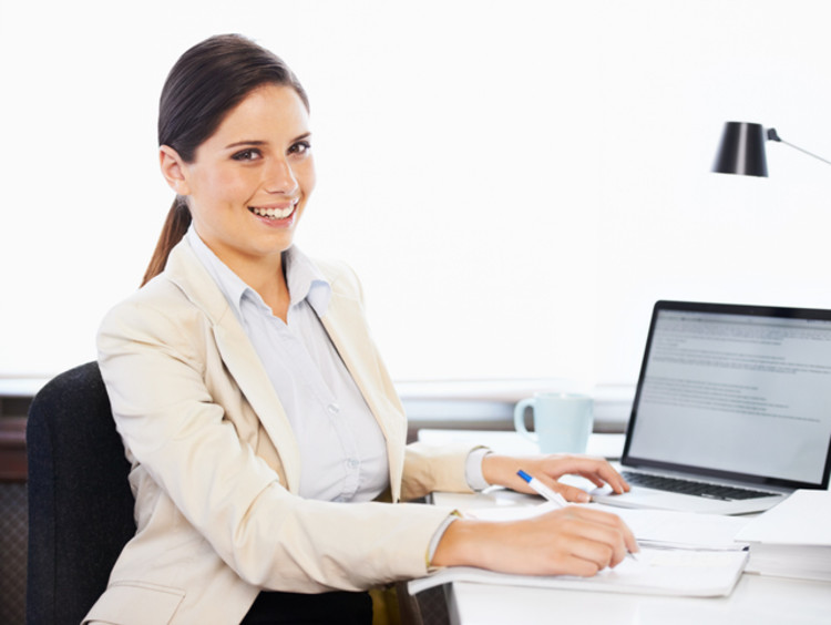 Woman with an MBA degree using a tablet