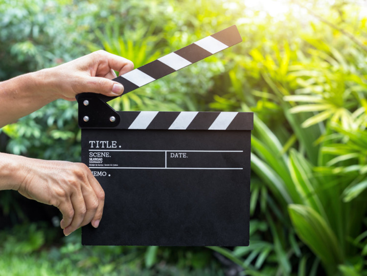 Movie clapper on set