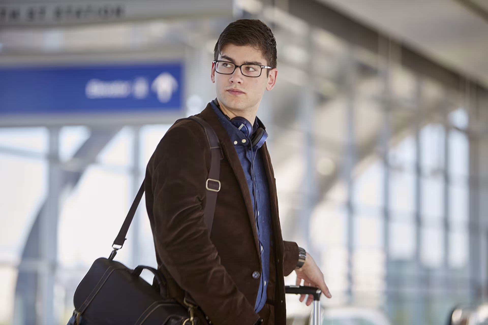 Male student in airport