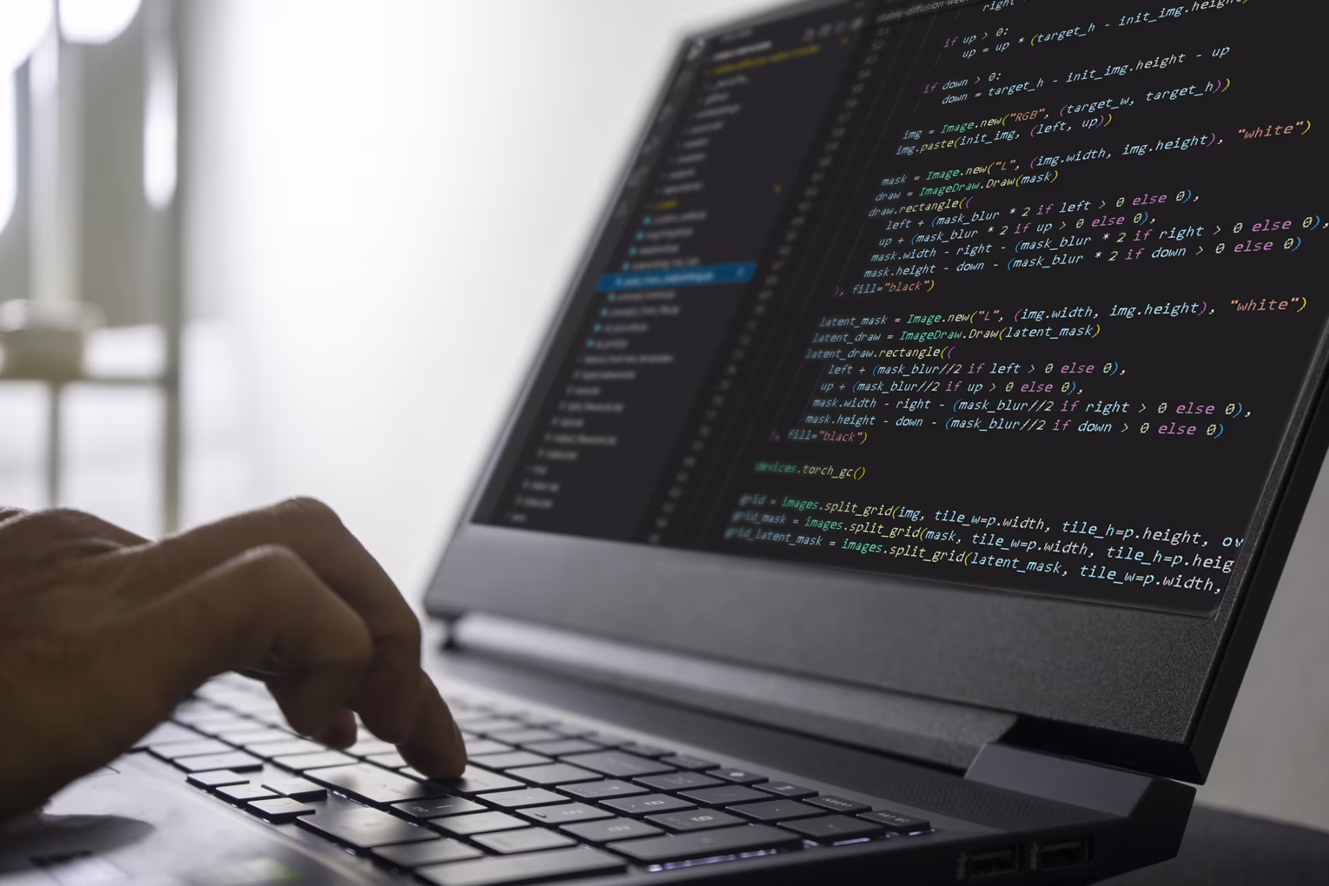 Software engineer hands typing