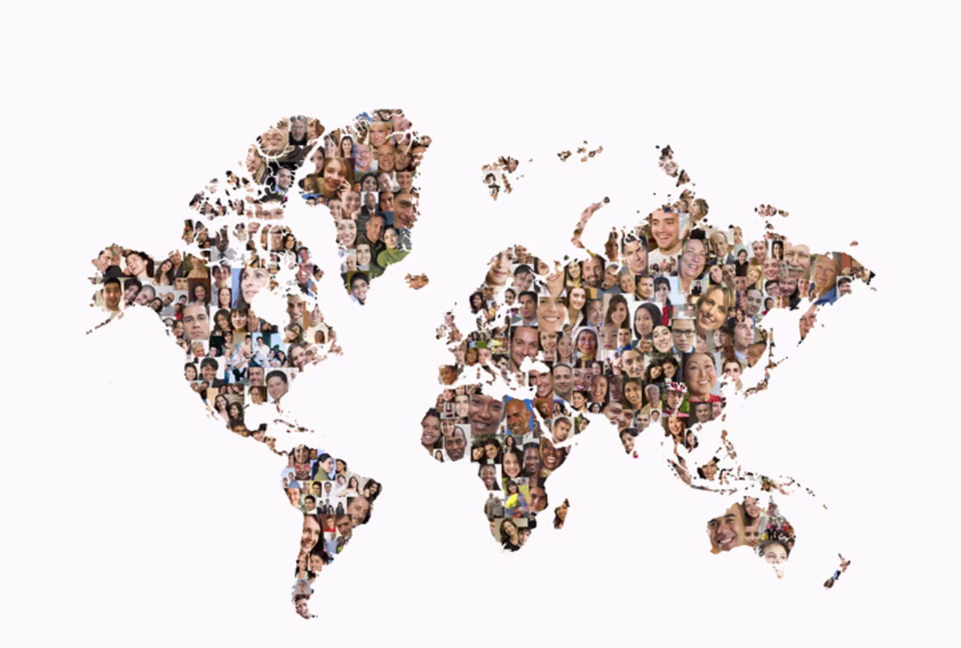 map of the world filled in with people's faces