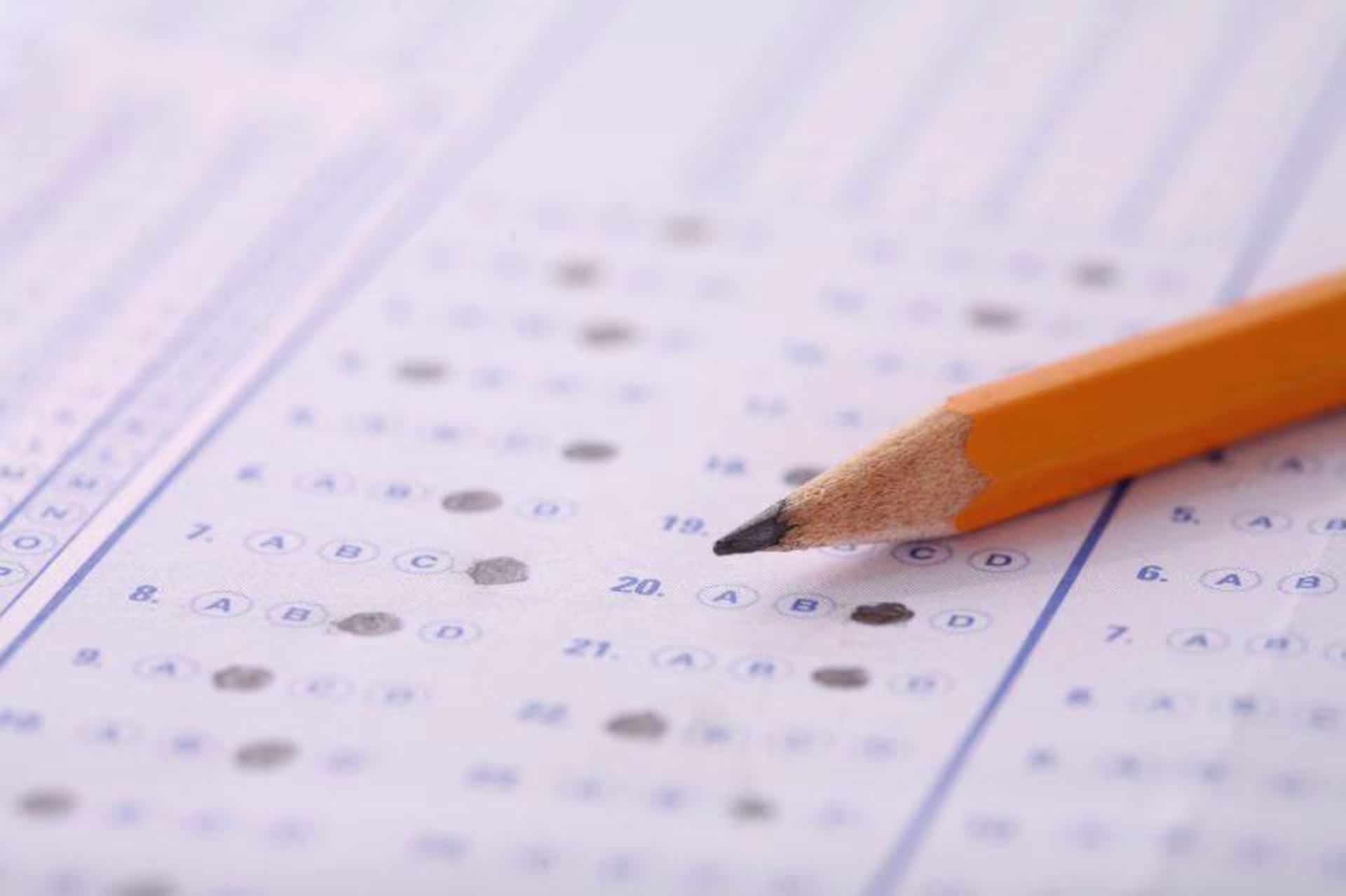 Pencil resting on top of a standardized test