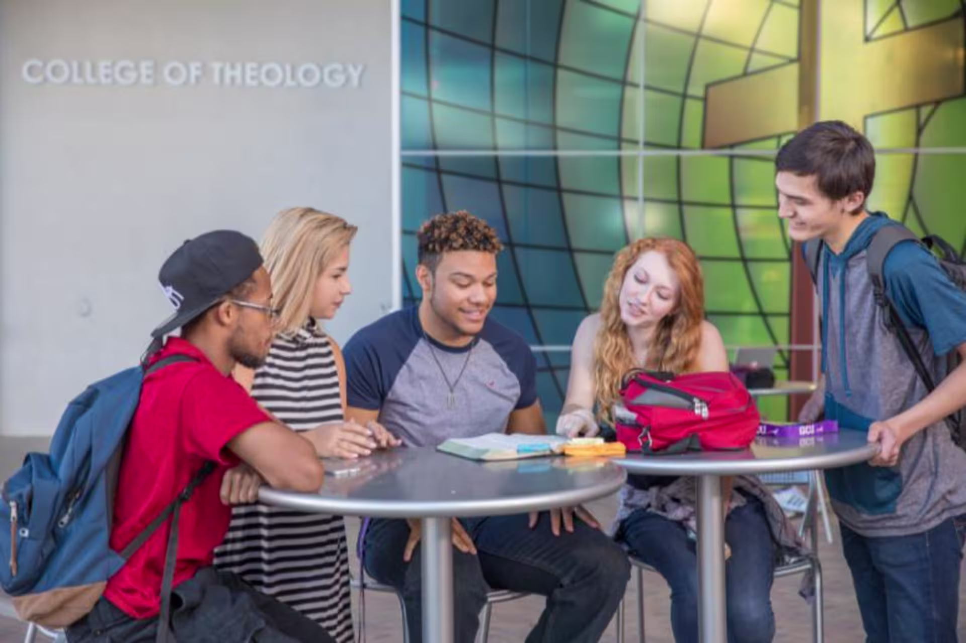 students studying outside
