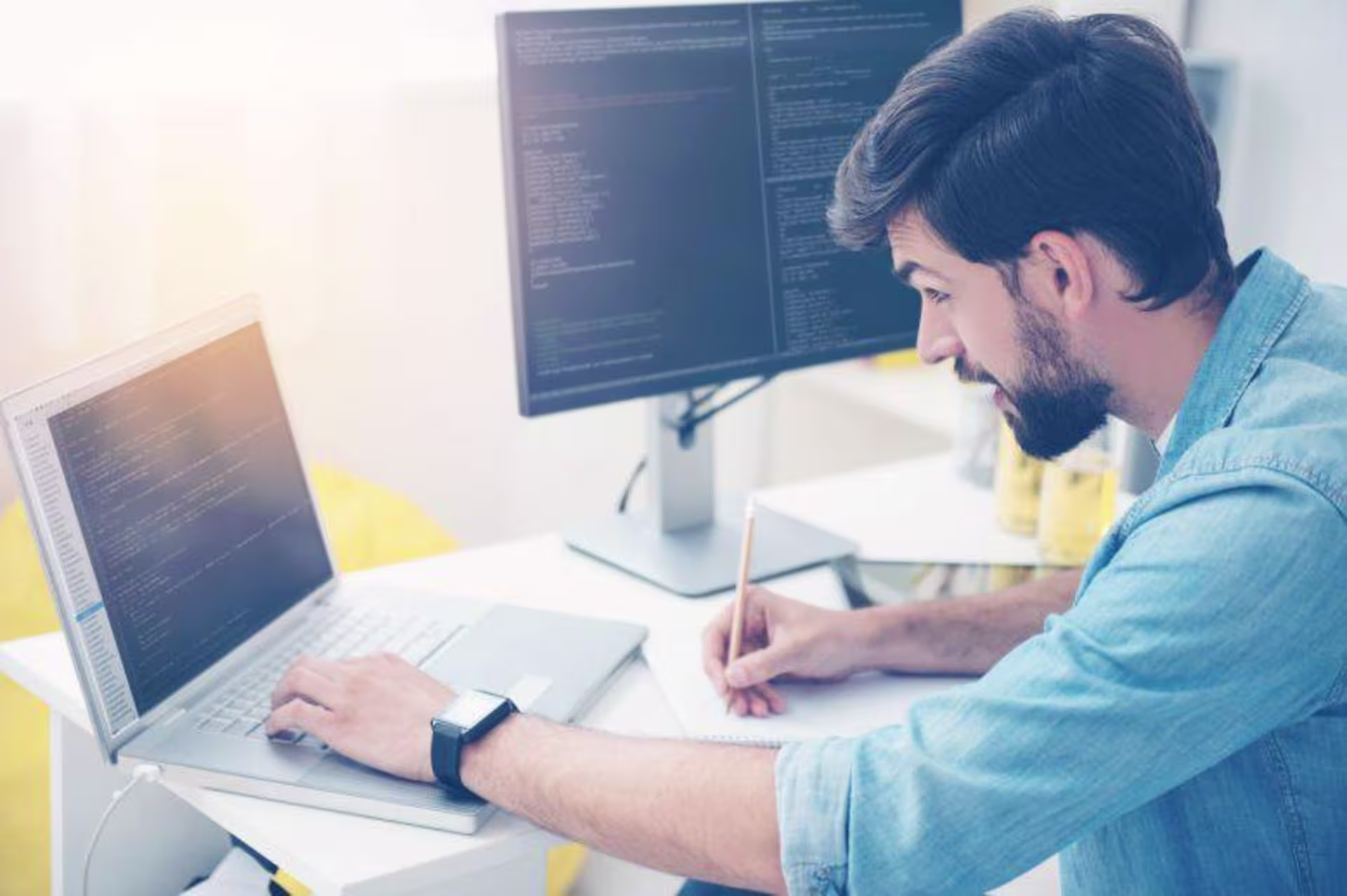 person working on a computer