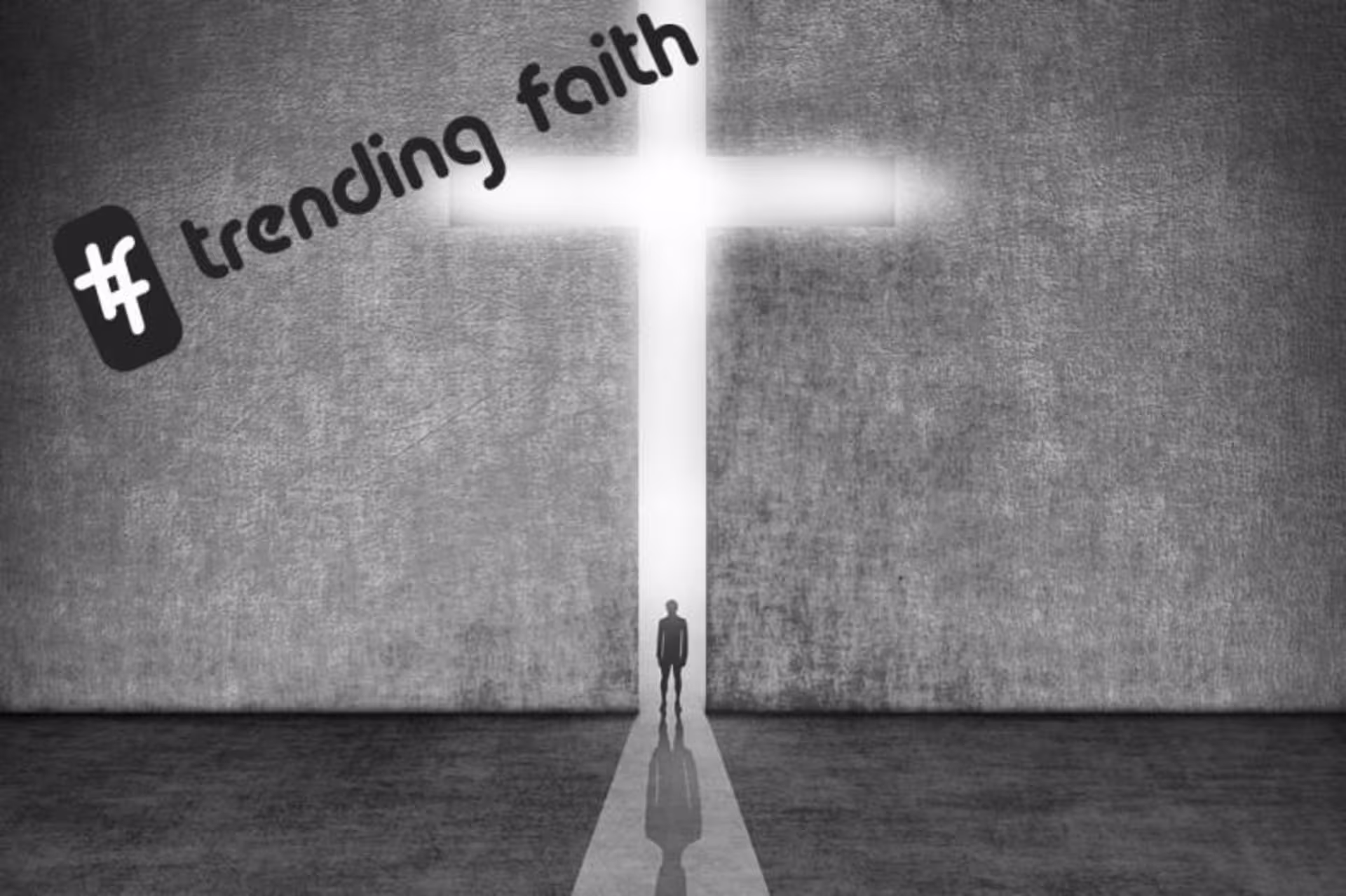 person looking at glowing cross