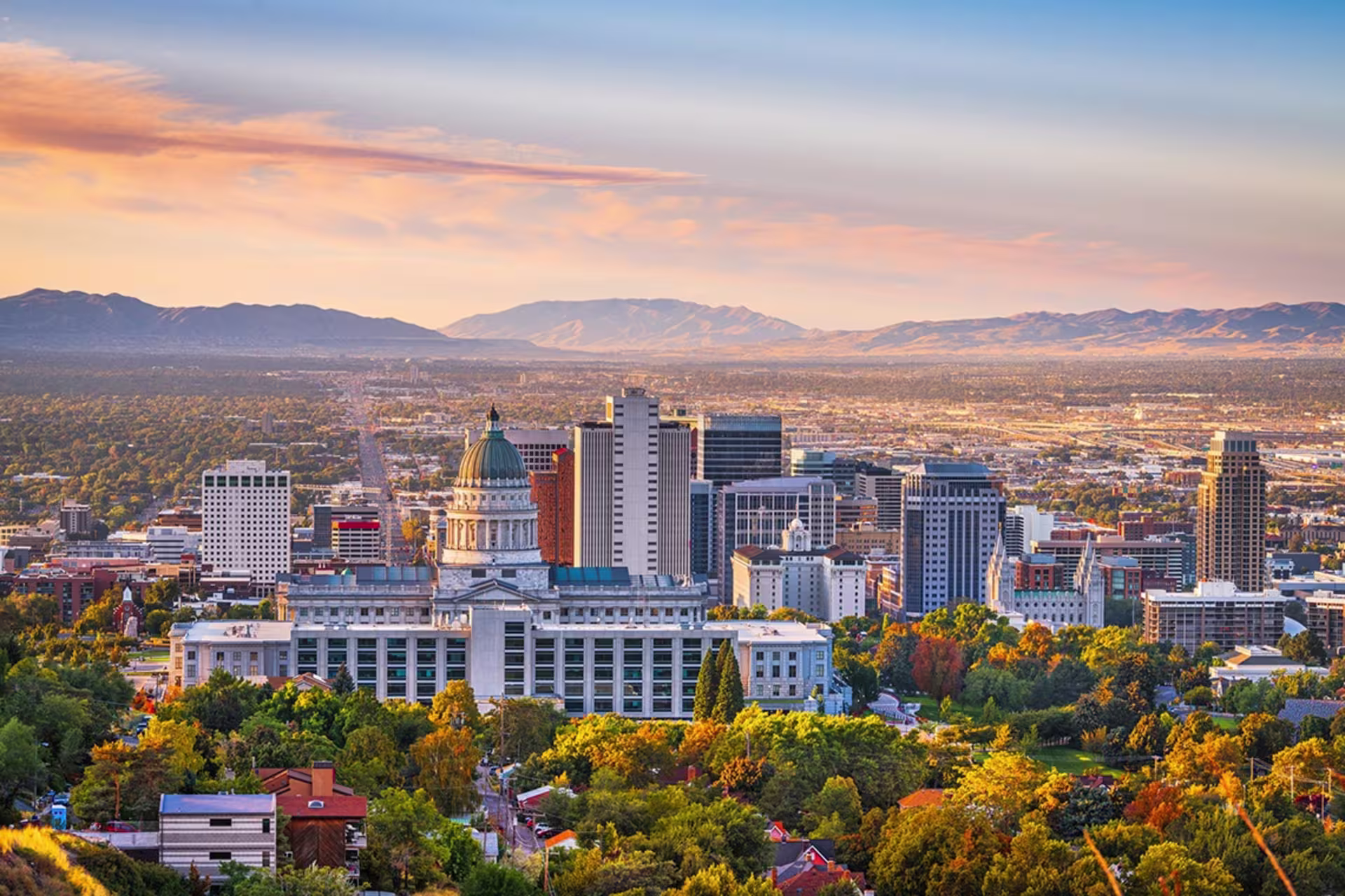 aerial of slc capitol downtown.