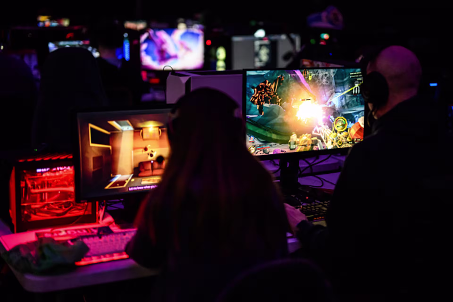 Gamers participating in an esports tournament