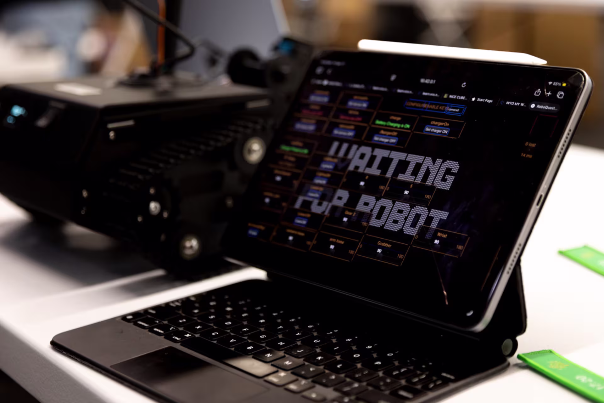 Open laptop displaying a security programming screen.