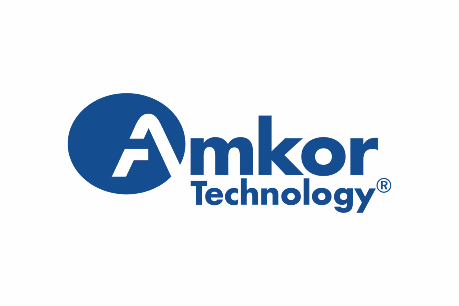 Blue-and-white logo of Amkor Technology, an outsourced semiconductor assembly and test (OSAT) service provider.
