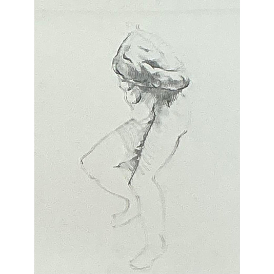 Vintage Boho Original Sketch of Man - Detail view