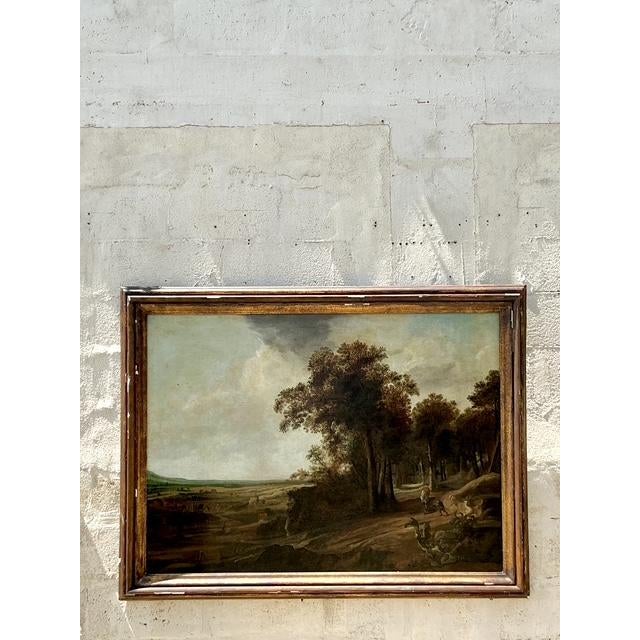 Vintage Traditional Monumental Landscape Oil on Canvas - Detail view