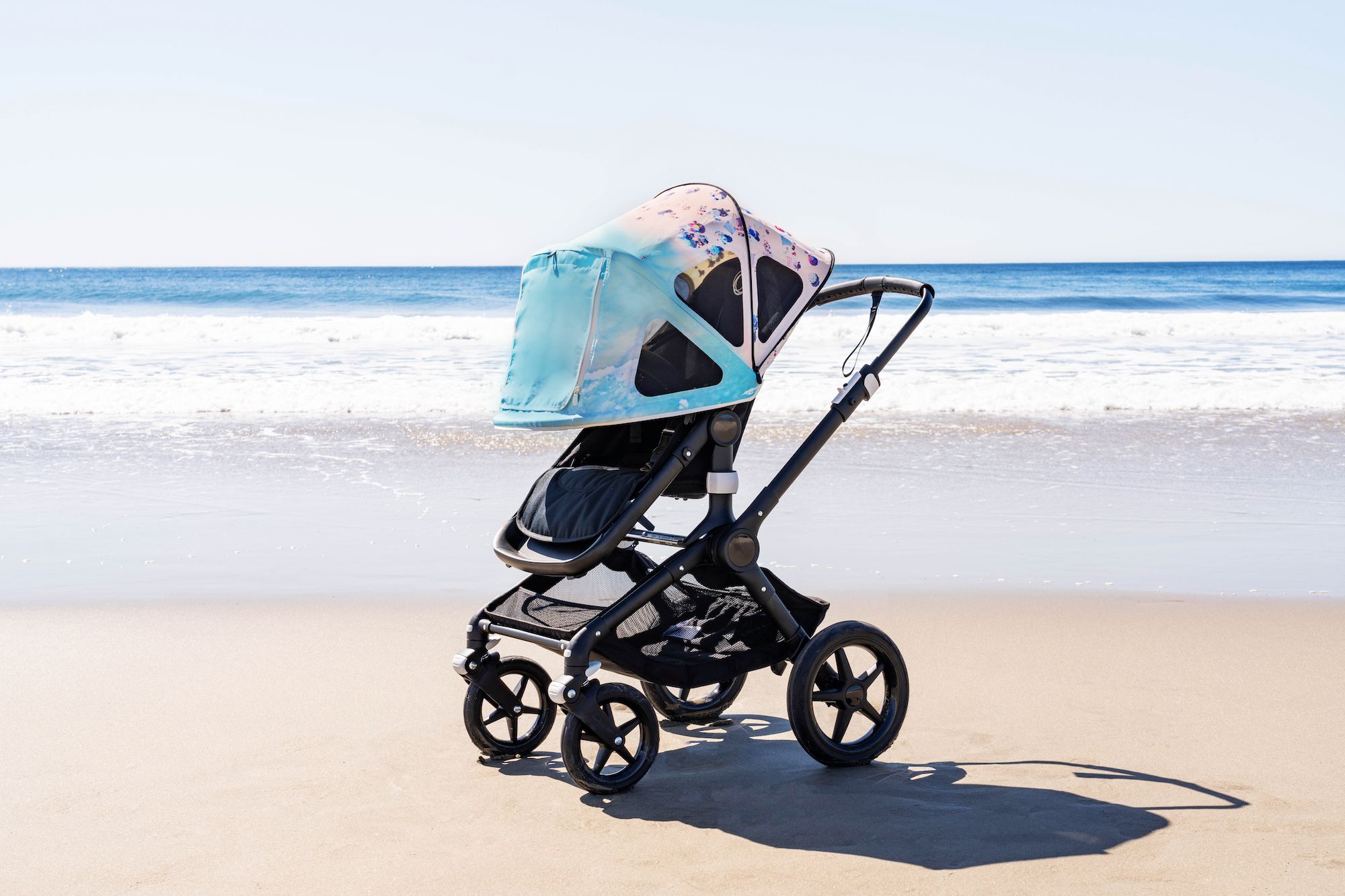 limited edition Bugaboo by Gray Malin Sun Canopy and lynx stroller