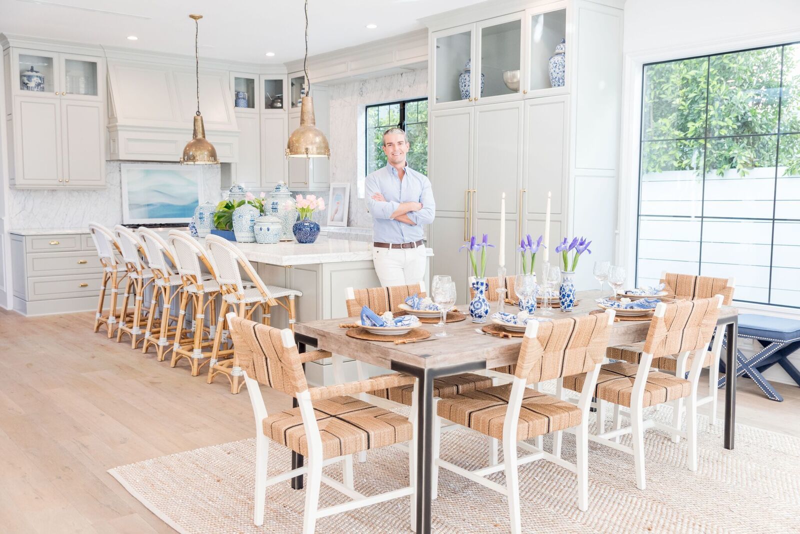 Gray Malin at home in his kitchen