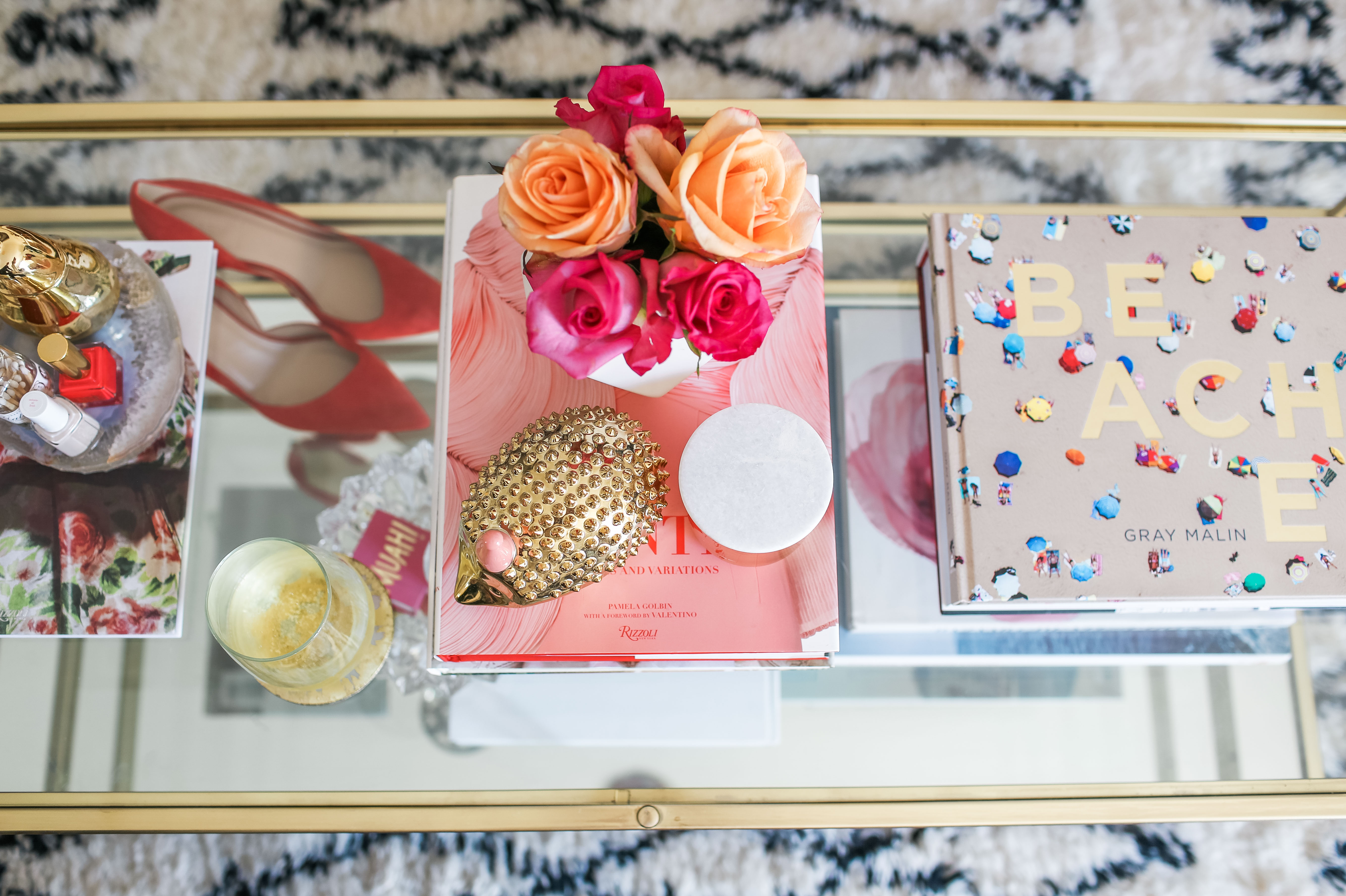 1 coffee table styled 3 ways - Eclectic & Feminine