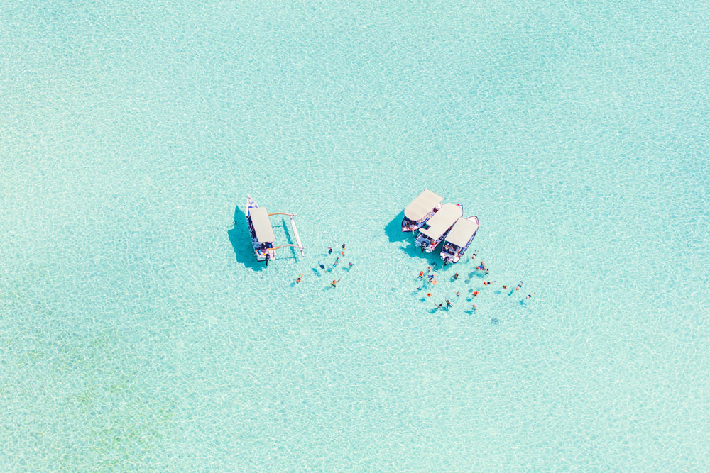 Day Trip print, part of Gray Malin's new Bora Bora Aerials collection