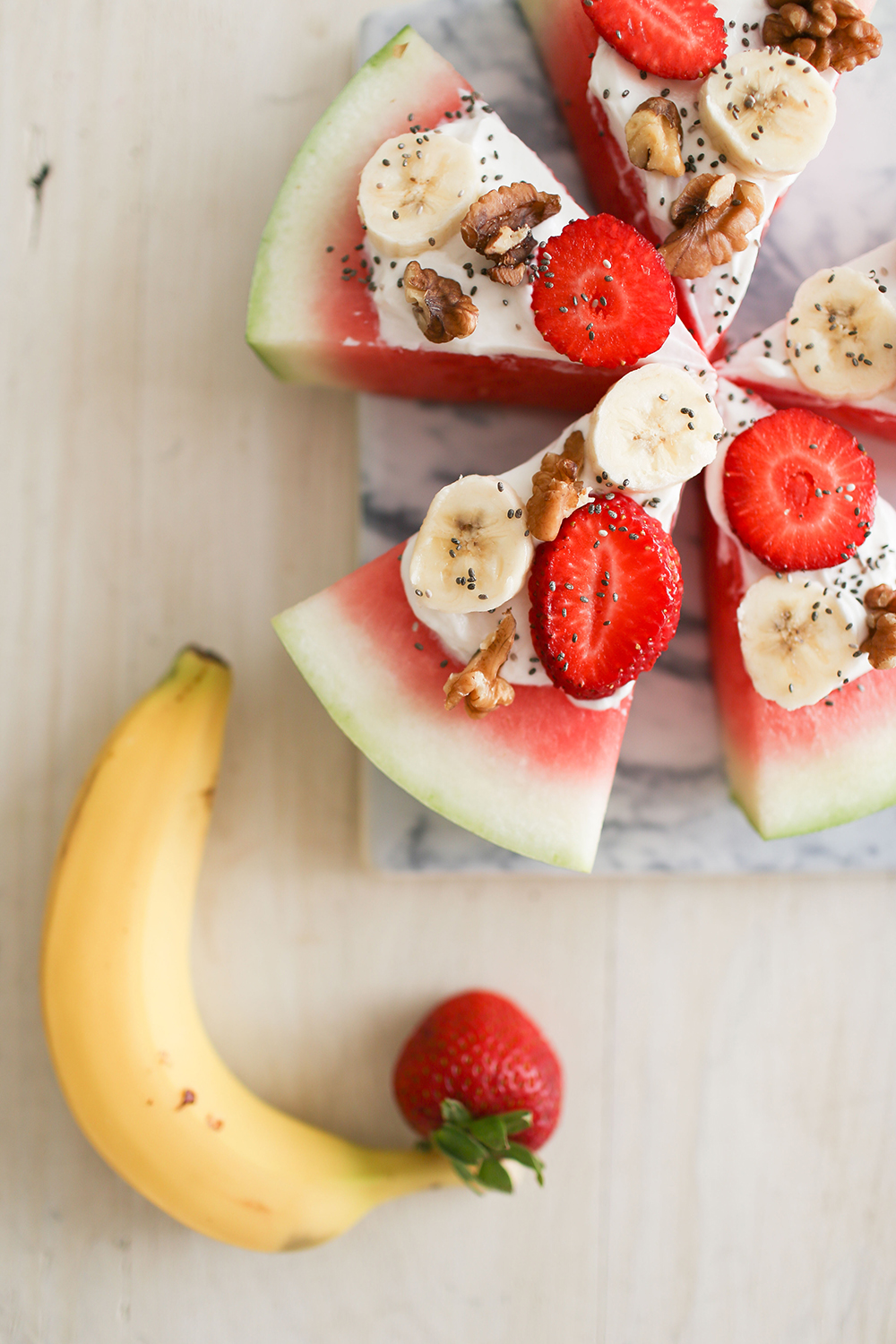 Watermelon Pizza, 3 Ways: Strawberry Banana Nut