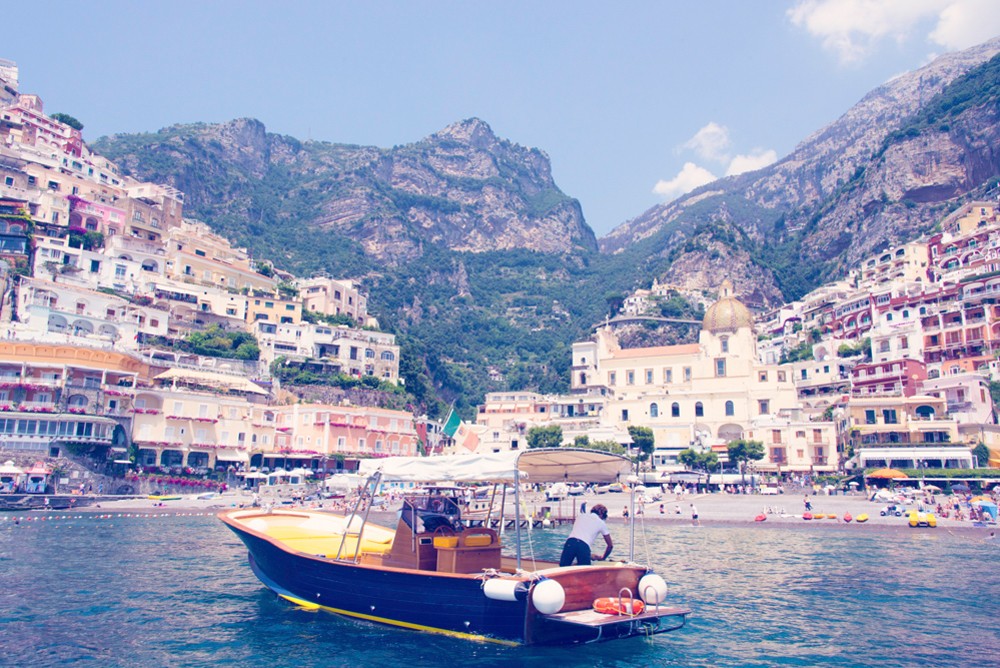 Positano Wooden Boat print, Gray Malin