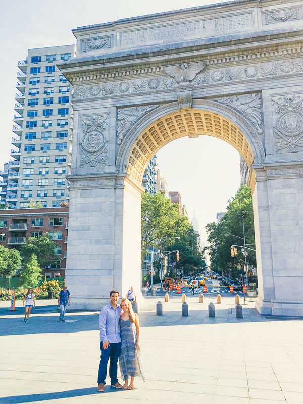 Gray Malin's Marry Me? - Washington Square Park image plays a special role in this couple's engagement story