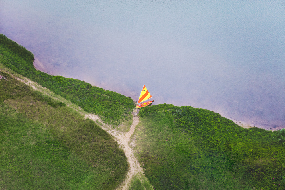 Sunfish-Sailboat,-Martha's-Vineyard - Gray Malin's Martha's Vineyard Beach Aerial