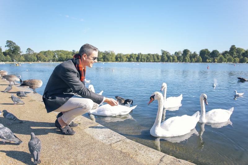 Gray Malin in Huntsman Savile Row at Hyde Park in London