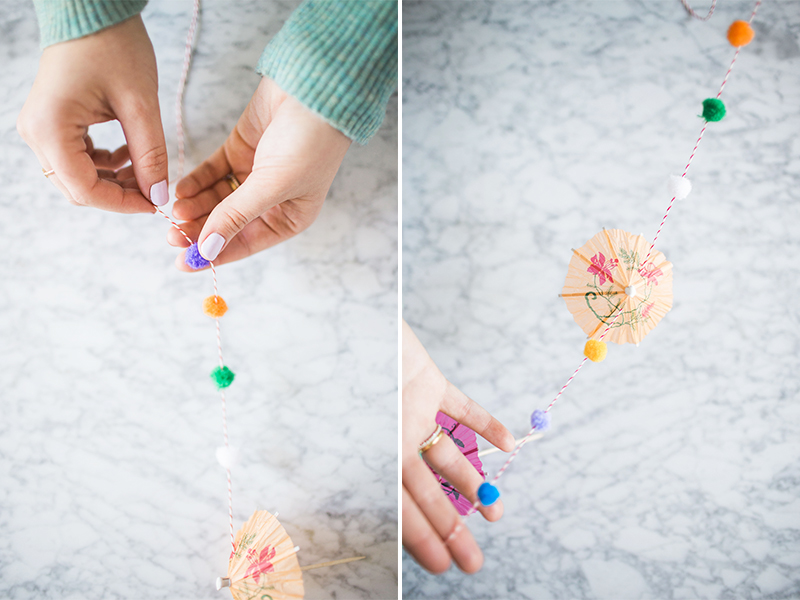 Step-by-step instructions to create your own holiday umbrella garland