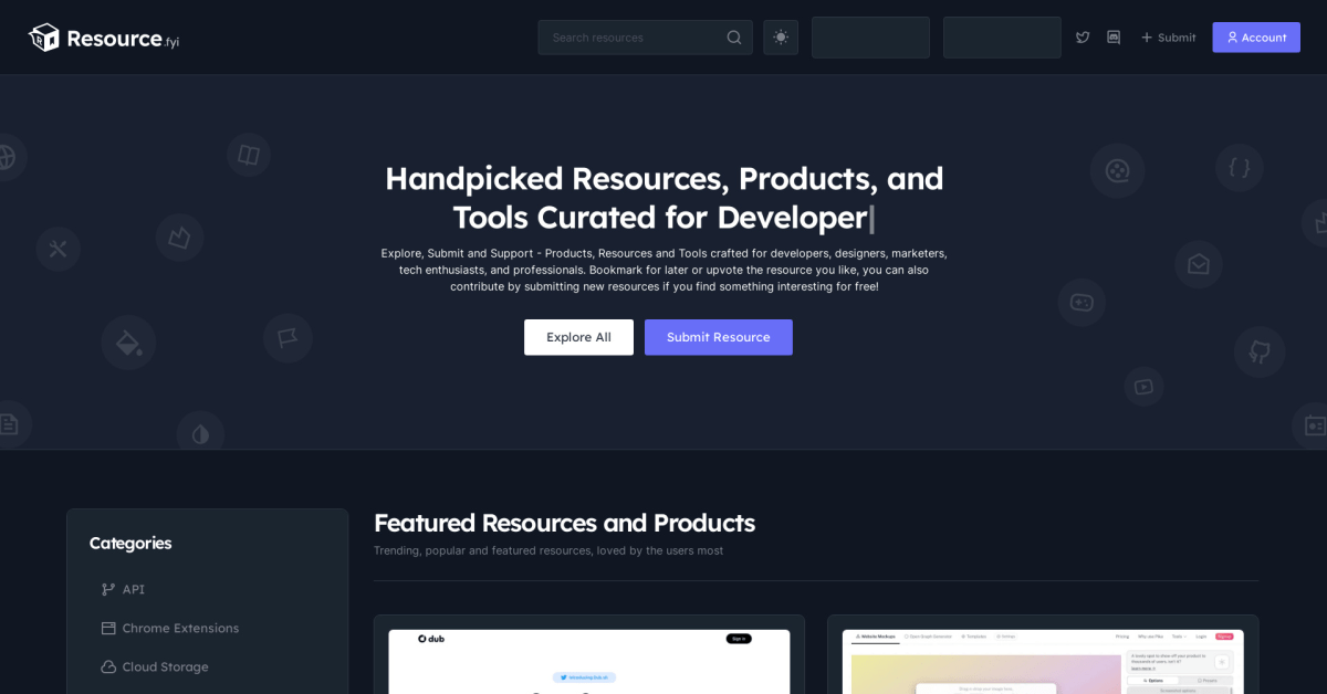 Resource.fyi - Listing Site Design Example - Design Inspirations ...